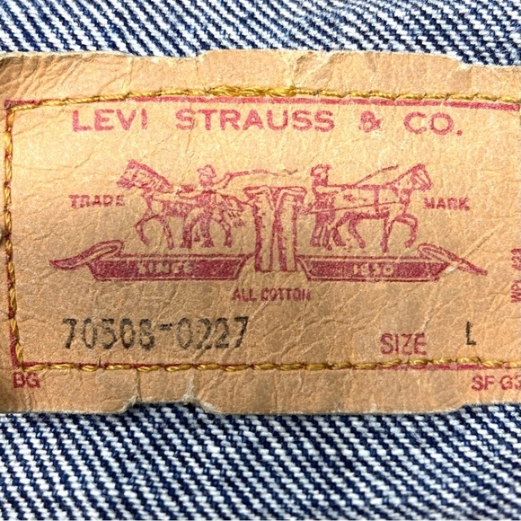 Men's Vintage 80s Levi's Trucker Jean Jacket 70508-0227 Acid Wash Denim Made in - Picture 11 of 14